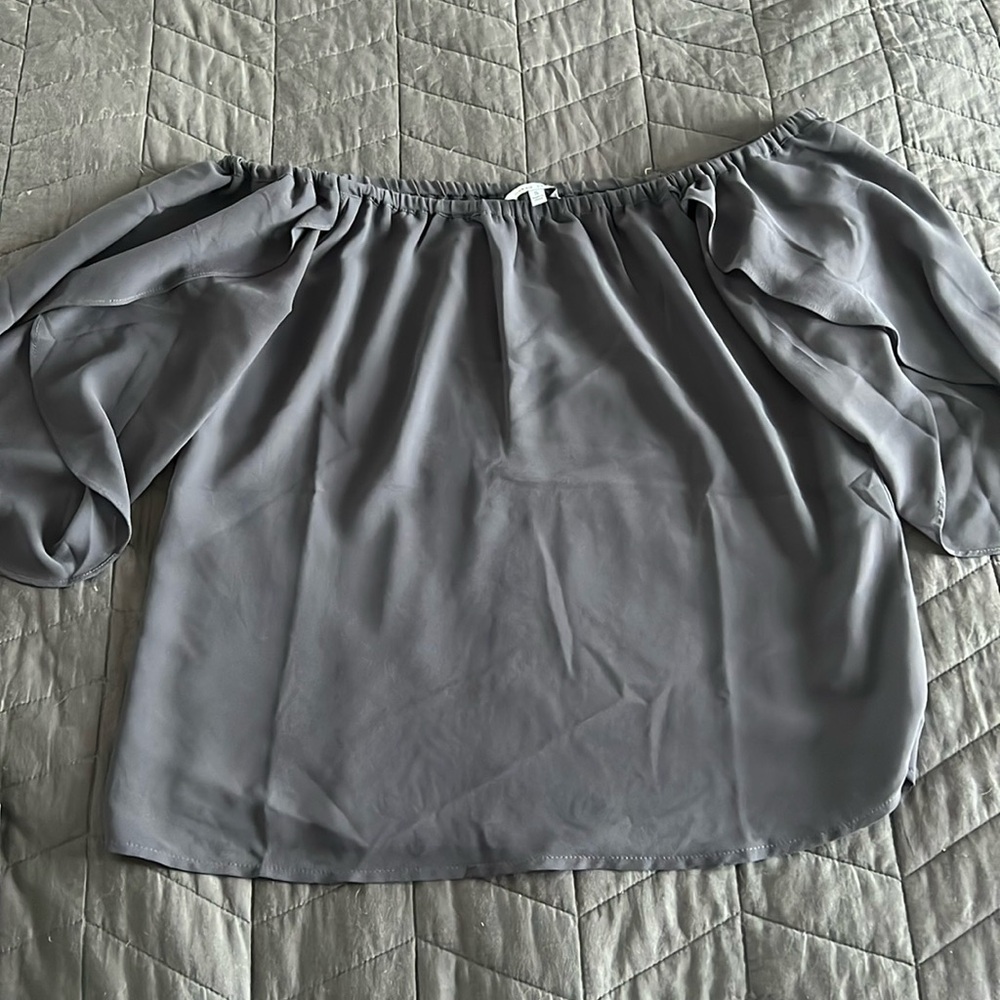 Off the shoulder grey top